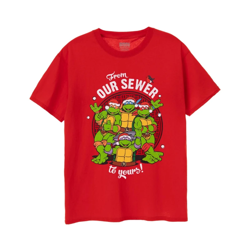 Image of Teenage Mutant Ninja Turtles Teenage Mutant Ninja Turtles Men Short Sleeved T-Shirt in Red Size: Small Red S Male 5063203002122