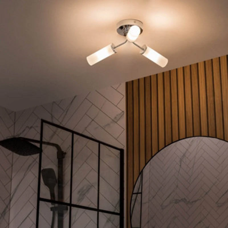 Image of ValueLights Canya 3 Way Silver Bathroom Ceiling Light (Flush) Silver unisex