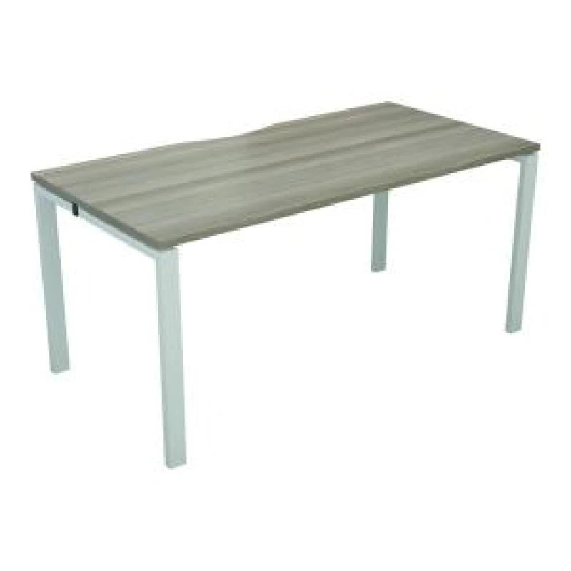 Image of Jemini 1 Person Bench Desk 1600x800x730mm Grey Oak/White KF809210