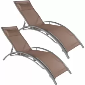 Tectake Set Of 2 Alina Sun Loungers Brown