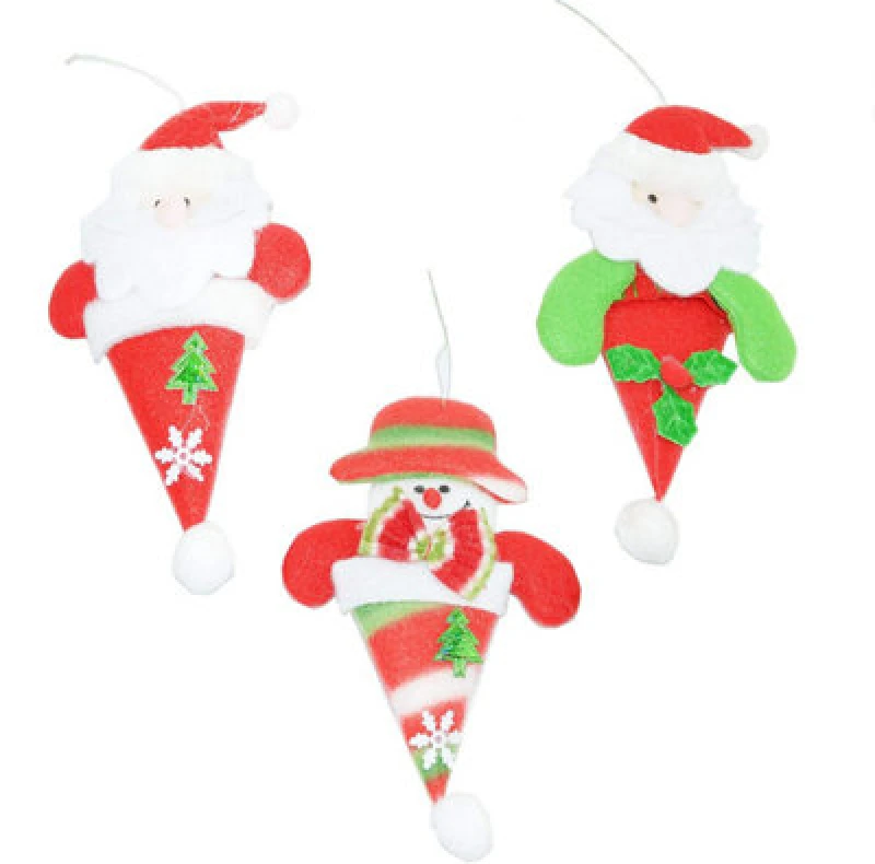 Image of Shatchi 3 Soft Teddy Christmas Tree Hanging Xmas Novelty Home Decorations Red