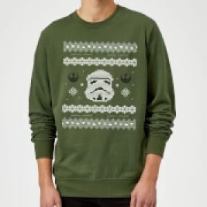 Image of Star Wars Christmas Stormtrooper Knit Green Christmas Sweatshirt - L - Green