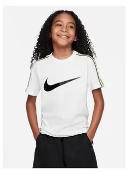 Image of Nike Older Boys Sportswear Repeat Swoosh T-Shirt, White, Size L=12-13 Years