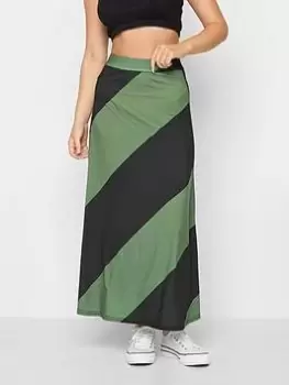 image of PixieGirl Petite Diagonal Stripe Maxi Skirt, Green, Size 12, Women