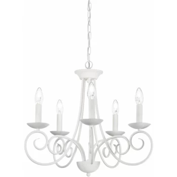Image of Ideal Lux Lighting - Ideal Lux Sem - 5 Light Chandelier Satin White Finish, E14