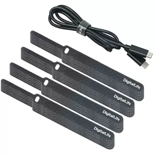 image of VELCRO VEL-EC60388 Hook-and-loop cable tie for bundling Hook and loop pad (L x W) 200 mm x 12mm Black 6 pcs