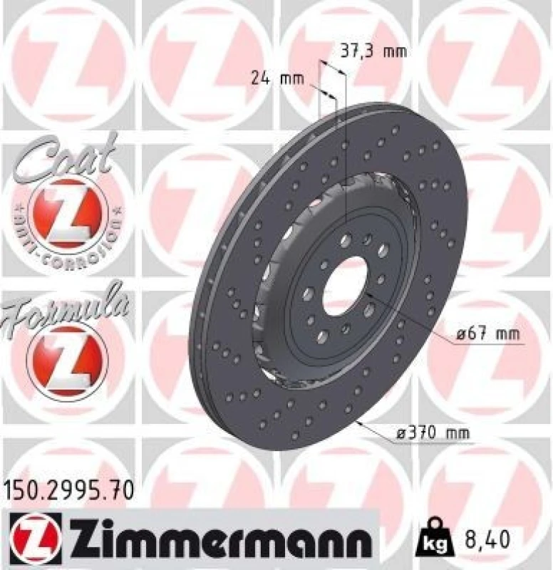Image of ZIMMERMANN Brake disc ZIMMERMANN 150.2995.70
