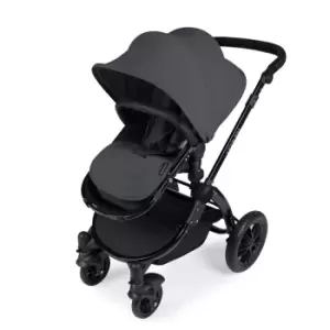 image of Ickle Bubba Stomp V3 All-in-One Travel System with Isofix Base - Graphite Grey on Black with Black Handles