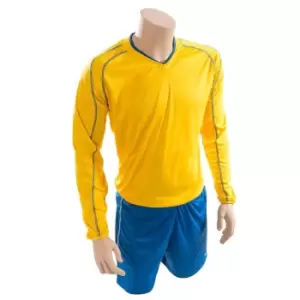 Image of Precision Unisex Adult Marseille T-Shirt & Shorts Set (L) (Yellow/Royal Blue)