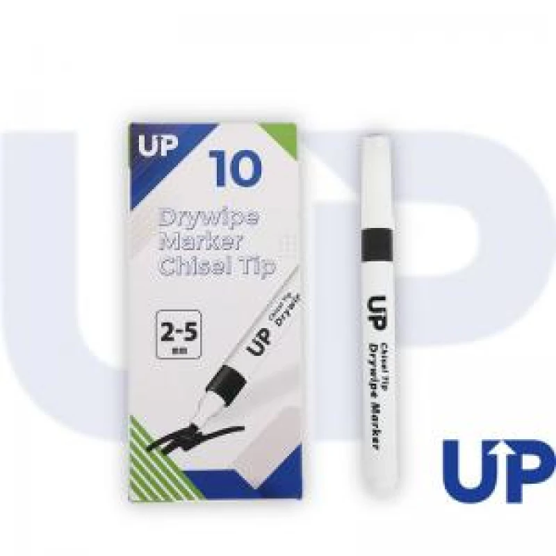 Image of UP Drywipe Chisel Tip Markers 2-5mm Line Black (10 Pack) UP0074