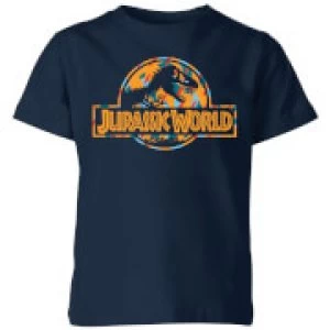 Image of Jurassic Park Logo Tropical Kids T-Shirt - Navy - 11-12 Years