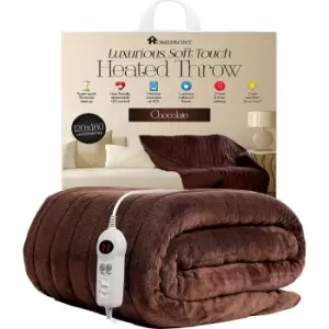 image of Homefront Electric Heated Throw / Over Blanket In Chocolate (160 X 120 Centimetres)