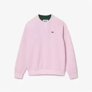 Image of Lacoste Womens Crew Neck Cotton Blend Sweatshirt Size 12 Pink