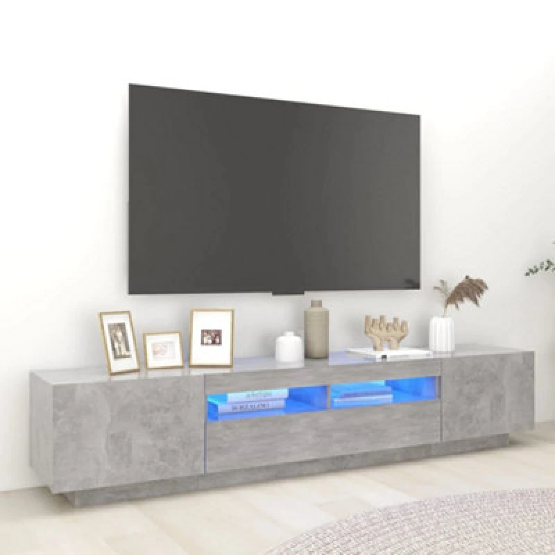 Image of VIDAXL TV Cabinet with LED Lights Concrete Grey 200x35x40cm Vidaxl 8720286640982
