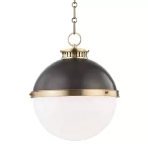 Image of Latham 1 Light Large Pendant Black, Gold, Glass
