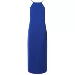 Image of CALVIN KLEIN Halter Neck Low Back Slip Dress - Blue