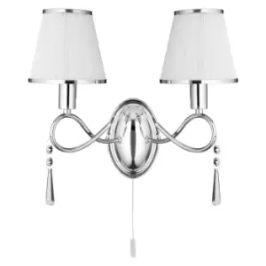 Image of Simplicity 2 Light Indoor Candle Wall Light Chrome, Crystal with Shades, E14