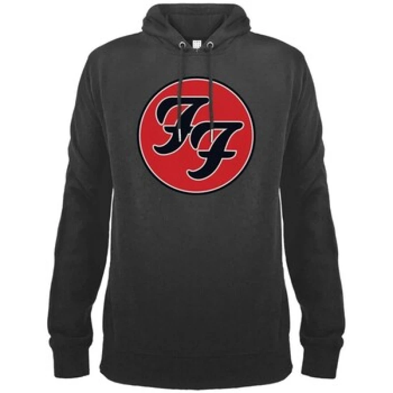 Image of Amplified Amplified Men Double F Logo Foo Fighters Hoodie in Light Grey Size: Medium Light Grey M Male 5063238178595