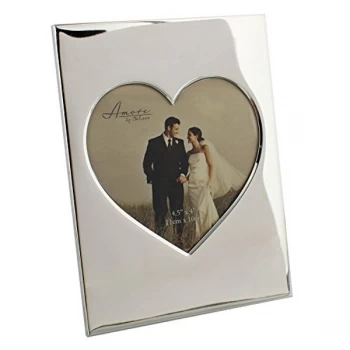 Image of 5" x 5" - Amore By Juliana Silver Plated Heart Photo Frame
