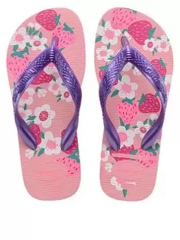 Image of Havaianas GIRLS KIDS FLORES FLIP FLOP SANDAL, Pink Multi, Size 12 Younger