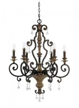 Image of 6 Light Chandelier Antique Bronze Finish, E14