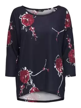 Image of ONLY Printed 3/4 Sleeved Top Women Blue