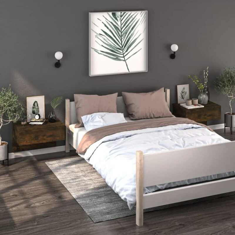 Image of VIDAXL Wall-mounted Bedside Cabinets 2 pcs Smoked Oak Vidaxl 8720286967393