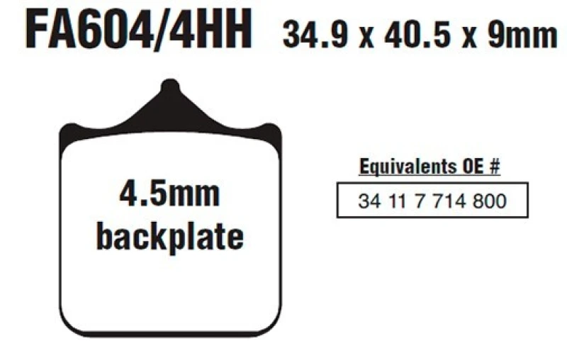 Image of EBC Brakes FA604/4HH Brake pad set Brake Pad Set,disc brake (402)