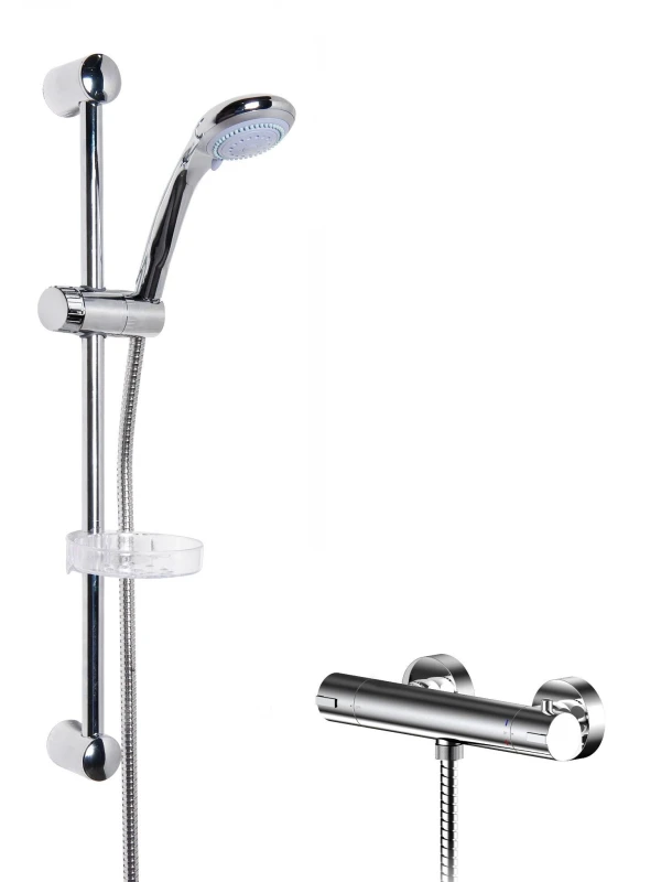 Image of Balterley Thermostatic Bar Valve Multi Function Handset Slider Rail Kit Chrome Silver