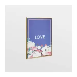 Image of BTFY Love Canvas Prints Artwork Ready to Hang Wall Art/Print/Quote - Navy & Floral With Antique Gold Frame For Living Room, Bedroom or Hallway