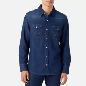 Image of Wrangler Mens Regular Fit Denim Shirt - Dark Stone - XL