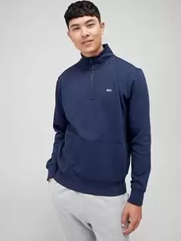 image of Tommy Jeans Regular Fit Mock Neck Quarter Zip Sweat - Twilight Navy, Twilight Navy, Size L, Men