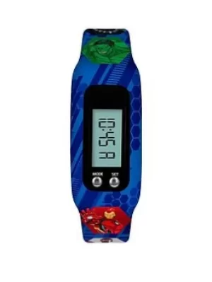 image of Disney Marvel Blue Lcd Step Tracker Watch With Printed Silicone Strap