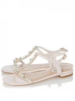 image of Dune Ecru Leather 'Nasa' Ankle Strap Sandals - 3 - light cream