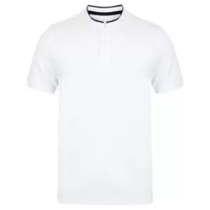 image of Front Row Mens Stand Collar Stretch Polo Shirt (M) (White/Bright Navy)