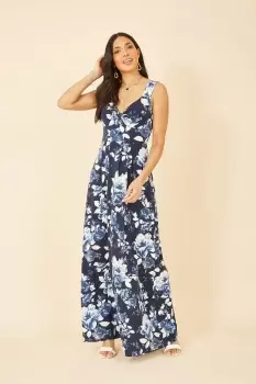 Navy Floral Jersey Maxi Dress