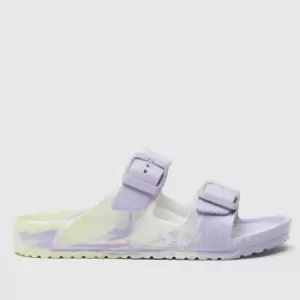 image of BIRKENSTOCK White & Purple Arizona Eva Girls Junior Sandals