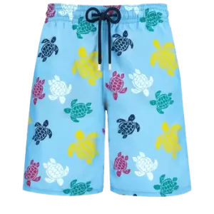 Image of Men Long Swim Shorts Ronde Des Tortues Multicolores - Okoa - Blue - Size M - Vilebrequin