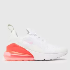 image of Nike White & Pink Air Max 270 Girls Youth Trainers