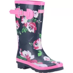 Image of Cotswold Girls Flower Waterproof Tall Wellington Boots UK Size 1 (EU 33)