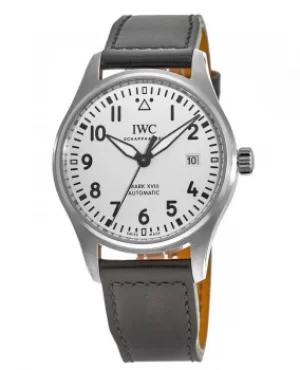 image of IWC Pilot's Mark XVIII Silver Dial Black Leather Strap Mens Watch IW327012 IW327012