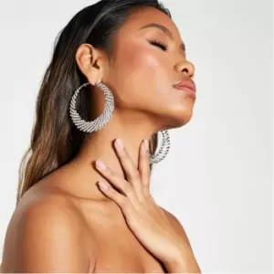 I Saw It First Diamante Embellished Hoop Earrings - Metallics