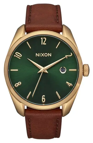 image of Nixon A1343-2691-00 Thalia Leather Green Dial Brown Leather Watch