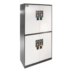 Image of cabinet for chemicals CS-CLASSIC-MultiRisk model CS.195.105.MM.4WD in pure white RAL9010 with 2x shelf standard (sheet steel)