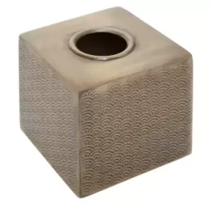 Image of Interiors By Ph Etched Aluminium Tissue Box Gold Finish