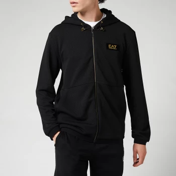 image of EA7 Mens Gold Label Zip-Through Hoodie - Black - L