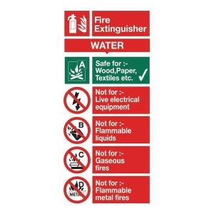 image of Stewart Superior FF091SAV Self Adhesive Vinyl Sign 100x200mm Water Fire Extinguisher