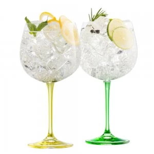 image of Galway Crystal Lemon And Lime Gin Glass Pair