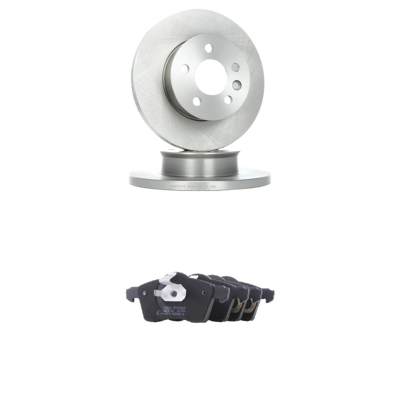 Image of RIDEX 3405B2129 Brake disc and pads set Front Axle, Brake Disc Type: Solid, not prepared for wear warning indicator Brake Set,disc brakes (3405)