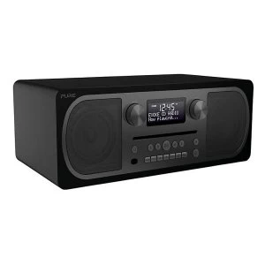 image of EVOKE CD6 BLACK DABFM Bluetooth CD Player Stereo All-in-One Music System with Remote Control in Bl